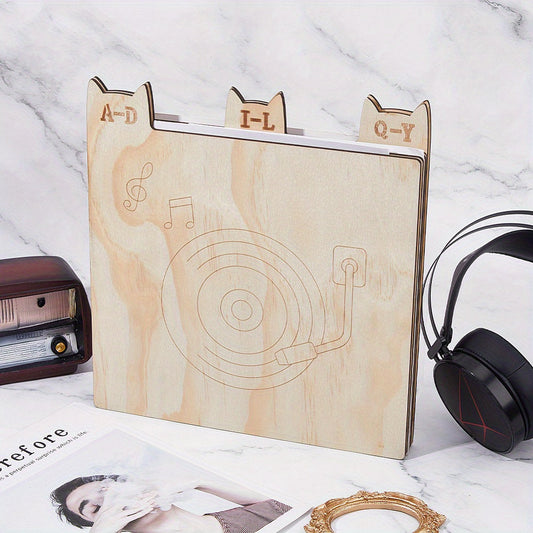 6-Pack Wooden Letter Dividers - Vinyl Record/CD/DVD Organizer for Bookshelves (Thanksgiving Gift) -Recordshaven