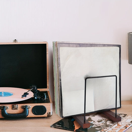 Black Walnut Wood Vinyl Record Rack (60-80 LP) with Now Playing Display -Recordshaven
