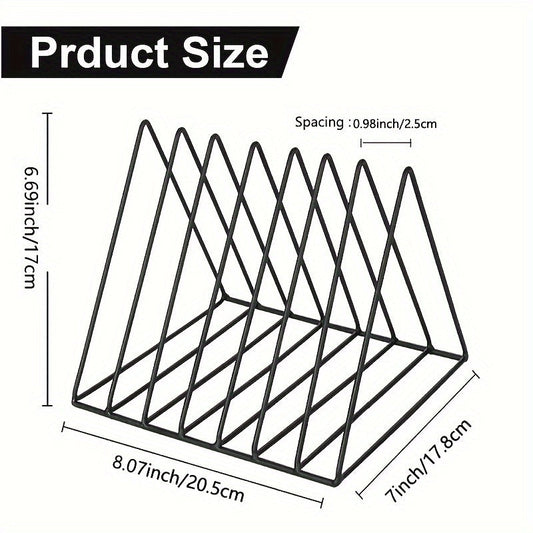 7-Slot Triangle Desktop Organizer - 3pcs Metal Record Book Rack -Recordshaven