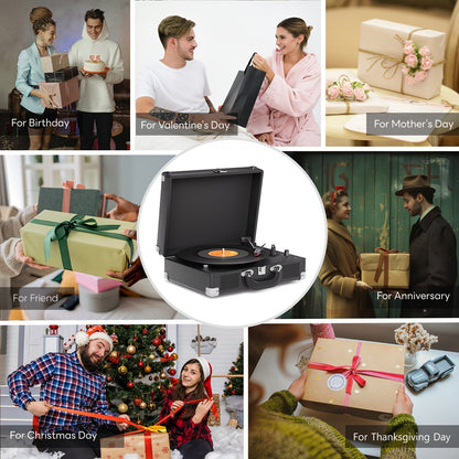 Maio C210 Vintage Wooden Turntable - 3-Speed (33/45/78 RPM), Belt-Driven, Wireless Streaming & Built-in Speaker -Recordshaven