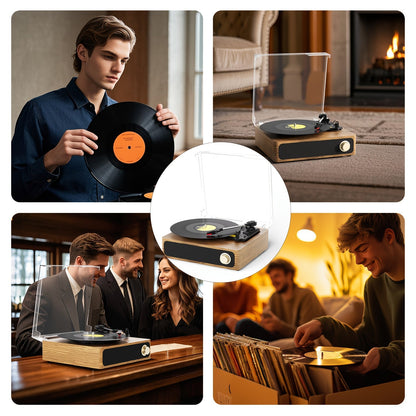 Maio A4 Vintage Belt-Driven Turntable - 3-Speed (33/45/78 RPM), Built-in Speakers & RCA/Aux/Headphone Jack -Recordshaven