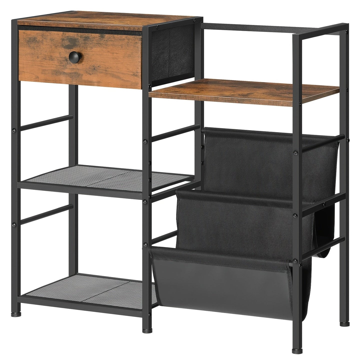 HOOBRO 3-Tier Metal Wood Vinyl Record Stand Side Table (75cm) -Recordshaven