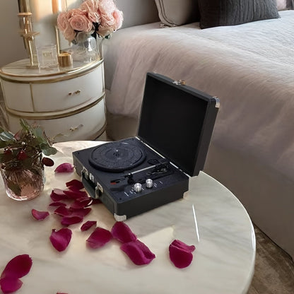 Portable Vintage Suitcase Wireless Turntable - Bluetooth 5.0, Supports 17.78/25.4/30.48cm Vinyl, Built-in Stereo Speakers (Rechargeable) -Recordshaven