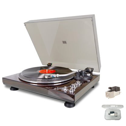 Vintage Belt-Driven Turntable - Wireless Audio, 33/45 RPM, Preamp, Aluminium Platter + AT3600L Needle -Recordshaven