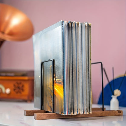 Black Walnut Wood Vinyl Record Rack (60-80 LP) with Now Playing Display -Recordshaven