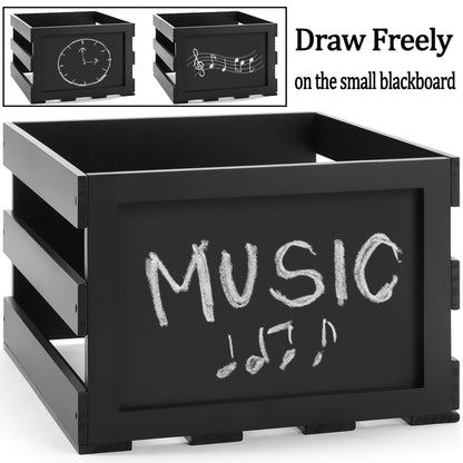 HYNAWIN Wooden Record Storage Box with Blackboard -Recordshaven