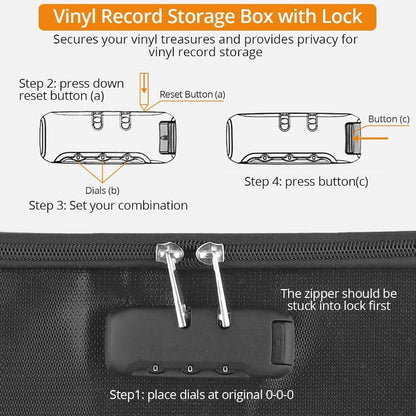 62pcs Foldable LP Organizer - Lockable Fire-Resistant Plastic Box with Reflective Strips -Recordshaven