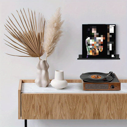 6-Pack 15-Inch Black Powder-Coated Steel Vinyl Record Wall Shelf (38x4.5x45cm) -Recordshaven