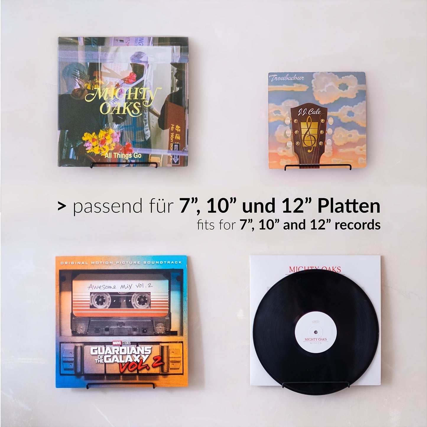 5-Pack Matte Black Metal Vinyl Record Wall Mount (Floating Shelf) -Recordshaven