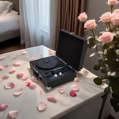 Portable Vintage Suitcase Wireless Turntable - Bluetooth 5.0, Supports 17.78/25.4/30.48cm Vinyl, Built-in Stereo Speakers (Rechargeable) -Recordshaven