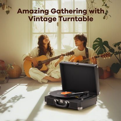 Maio C210 Vintage Wooden Turntable - 3-Speed (33/45/78 RPM), Belt-Driven, Wireless Streaming & Built-in Speaker -Recordshaven