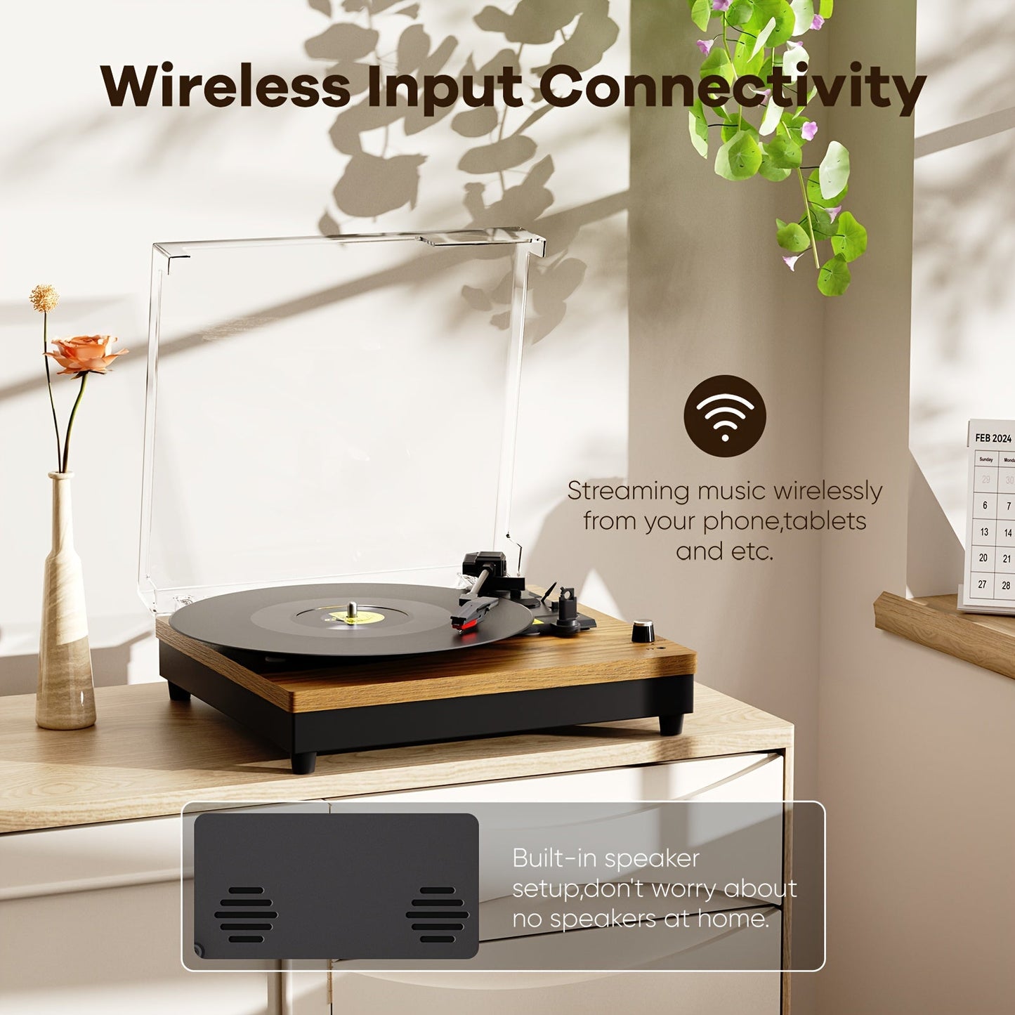 Maio E200Y Belt-Driven Turntable - 3-Speed (33/45/78 RPM), Bluetooth Audio, Built-in Speakers & Multi-Ports -Recordshaven