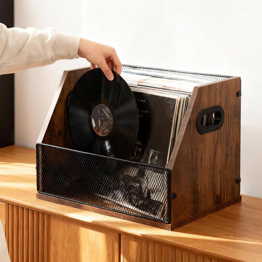 Wooden Vintage Vinyl Record & Magazine Storage Box -Recordshaven