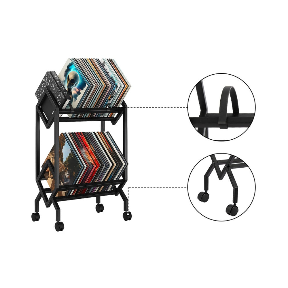 Mobile Multi-Tier Vinyl Record & CD Organizer (Quick Assembly) -Recordshaven
