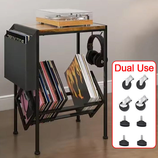 UK Mobile Vinyl Record Player Stand - 80-Album Storage Shelf -Recordshaven