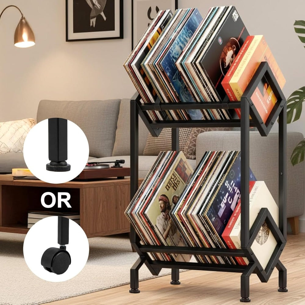 Mobile Multi-Tier Vinyl Record & CD Organizer (Quick Assembly) -Recordshaven
