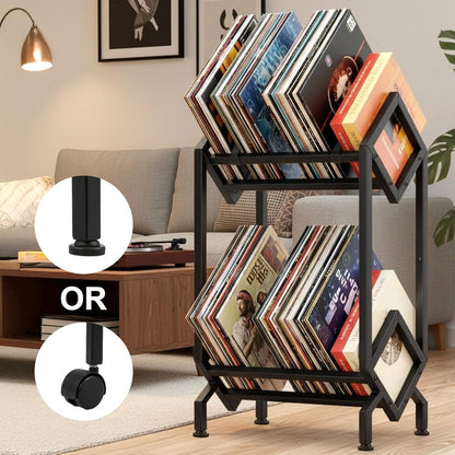 Mobile Multi-Tier Vinyl Record & CD Organizer (Quick Assembly) -Recordshaven