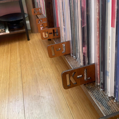Handcrafted Wooden Vinyl Record Dividers with Letters -Recordshaven