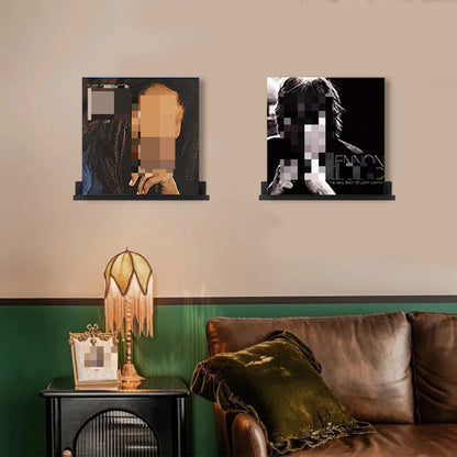 6-Pack 15-Inch Black Powder-Coated Steel Vinyl Record Wall Shelf (38x4.5x45cm) -Recordshaven