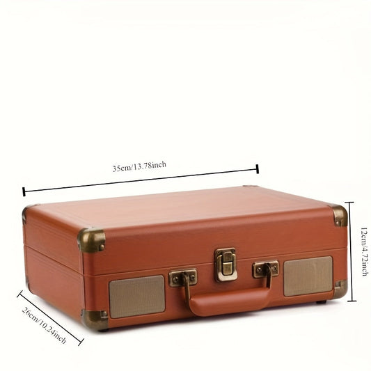 Compact Vintage Wireless Turntable - Plays Vinyl/Cellophane Records, Headphone/AUX Support (Birthday Gift) -Recordshaven