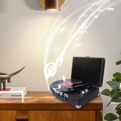 Portable Vintage Suitcase Wireless Turntable - Bluetooth 5.0, Supports 17.78/25.4/30.48cm Vinyl, Built-in Stereo Speakers (Rechargeable) -Recordshaven