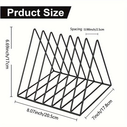 7-Slot Triangle Desktop Organizer - 3pcs Metal Record Book Rack -Recordshaven