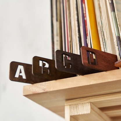 Handcrafted Wooden Vinyl Record Dividers with Letters -Recordshaven