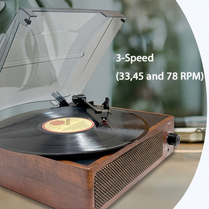 Walnut Vintage 3-Speed Turntable - Built-in Stereo Speakers, RCA Out/Earphone Jack + 2 Cartridges & 2 Belts -Recordshaven