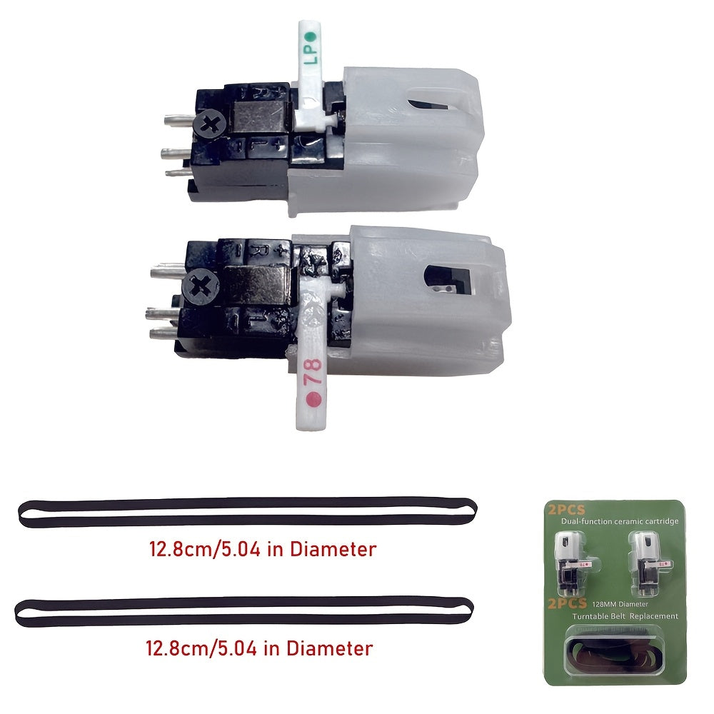 Walnut Vintage 3-Speed Turntable - Built-in Stereo Speakers, RCA Out/Earphone Jack + 2 Cartridges & 2 Belts -Recordshaven
