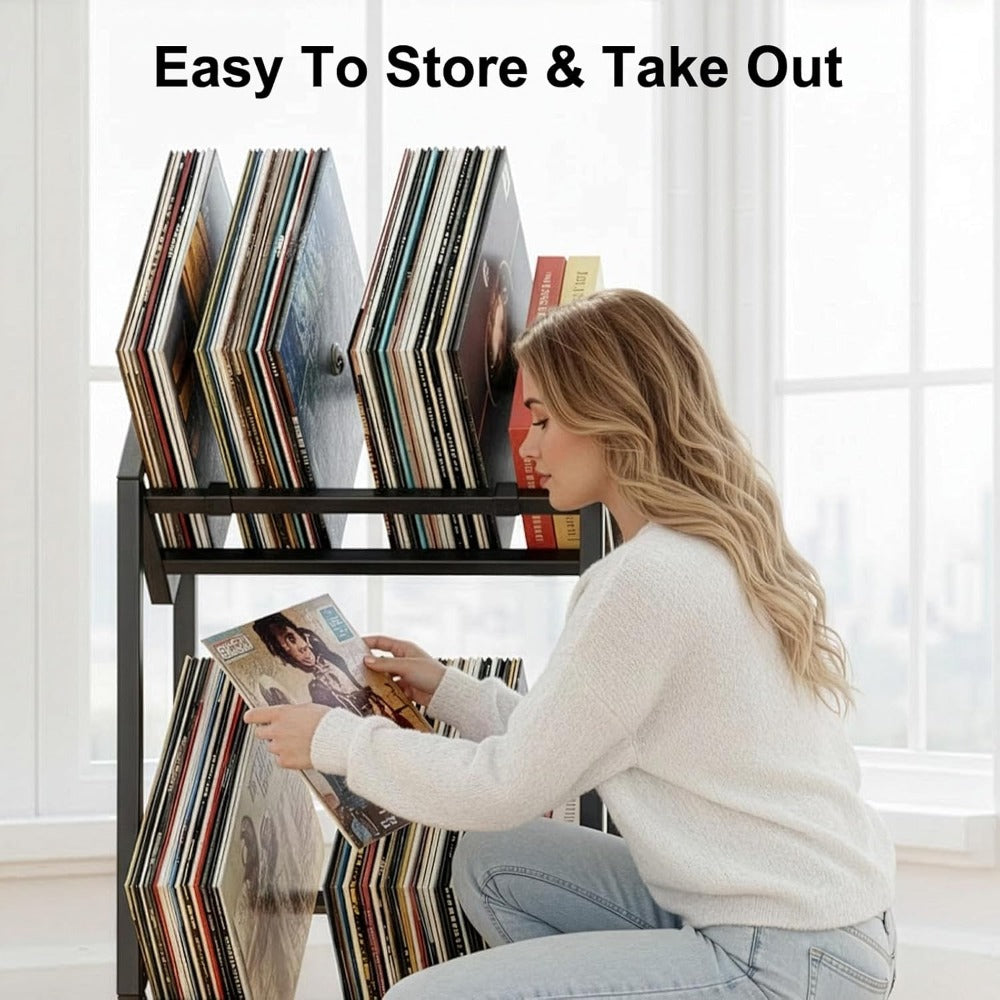 Mobile Multi-Tier Vinyl Record & CD Organizer (Quick Assembly) -Recordshaven
