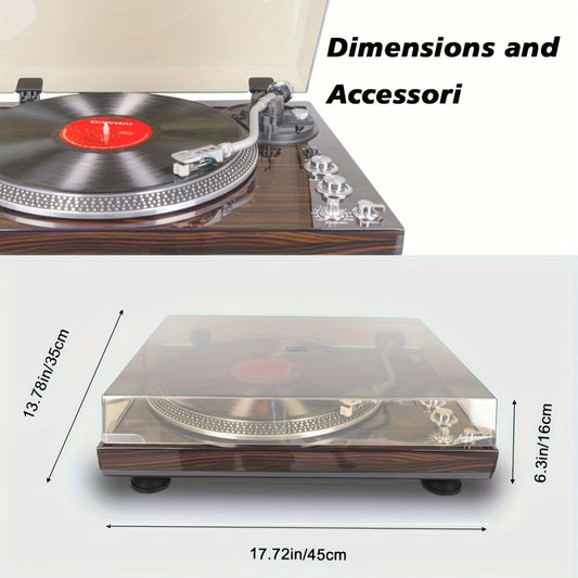 Vintage Belt-Driven Turntable - Wireless Audio, 33/45 RPM, Preamp, Aluminium Platter + AT3600L Needle -Recordshaven